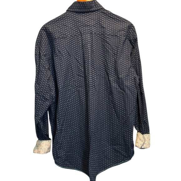 Panhandle Navy Blue & Turquoise Casual Button Down Shirt Size Large Long Sleeve - Picture 2 of 11